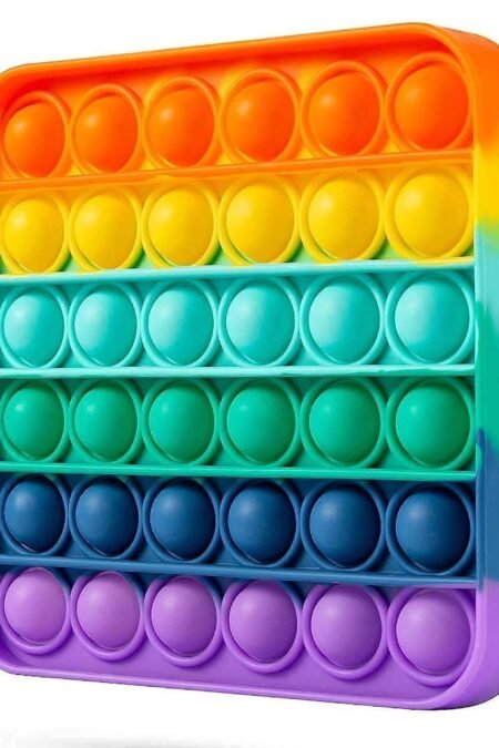 Square Shape Pop Bubble Stress Relieving Silicone Pop It Fidget Toy - Multicolor