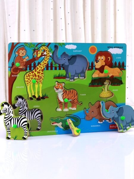 Wooden Wild Animals Puzzle Multicolour - 9 Pieces