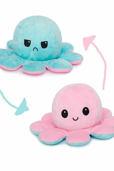 Reversible Octopus Plush Soft Toy Blue & Pink - Height 20 cm